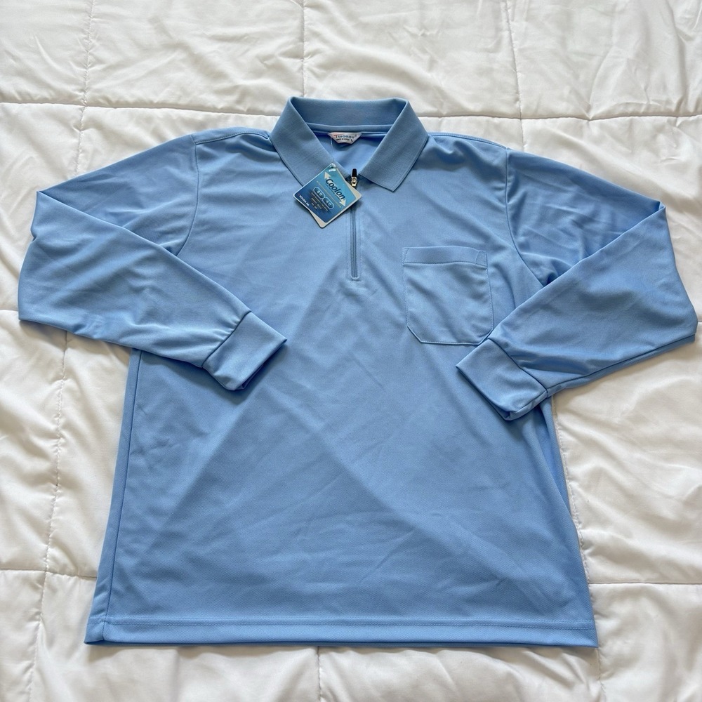 Mens Large Long Sleeve Golf Polo Shirt UPF 50+ Quick Dry Lightweight Athletic